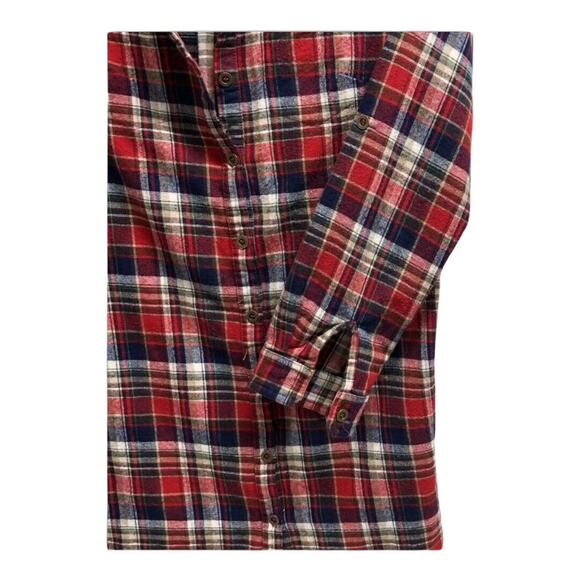 Hot & Delicious Red Blue White Plaid Flannel Shirt Medium Long Length Grunge - Picture 8 of 8